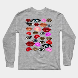 Novelty Lips and Eyes Long Sleeve T-Shirt